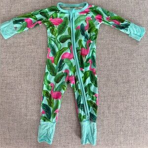 Little Sleepies Palm Springs Flamingo Print Zippie - sold out print - Newborn